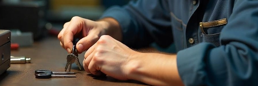 A technician performing key cutting