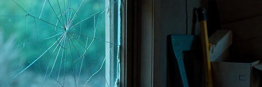 Broken garage door window