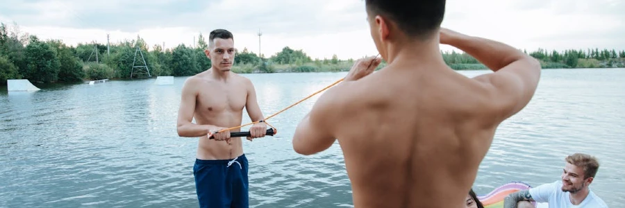 Friends enjoying a summer day by the lake