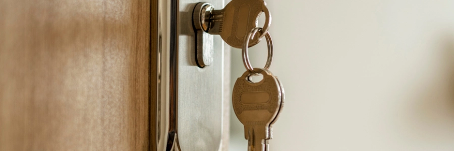 Key inserted in door lock