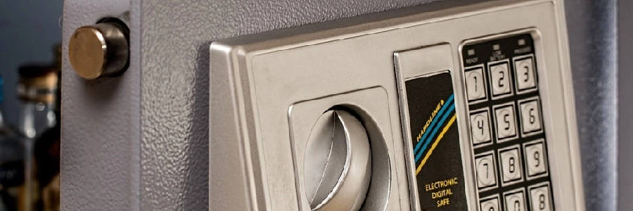 Metal safe containing bottles