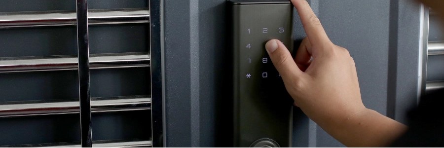 person setting code on smart lock