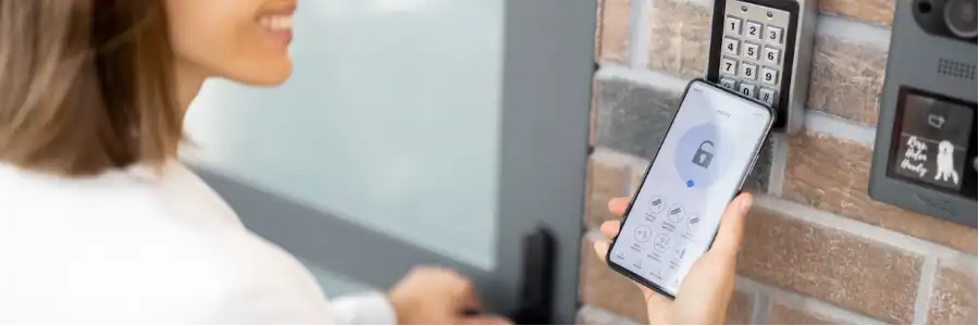 person using tag to enter door