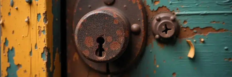 rusty, old deadbolt lock