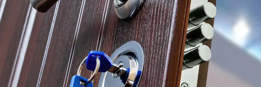 unlocked door with dead bolt lock