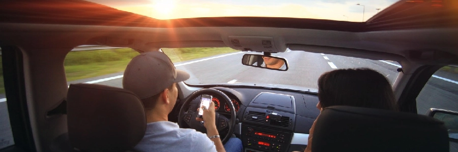 wife and husband inside a car