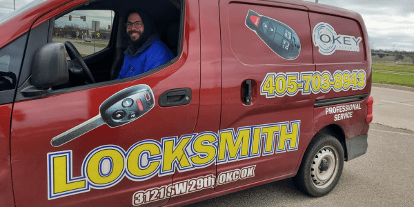 Okey Locksmith mobile locksmith van in Oklahoma City.