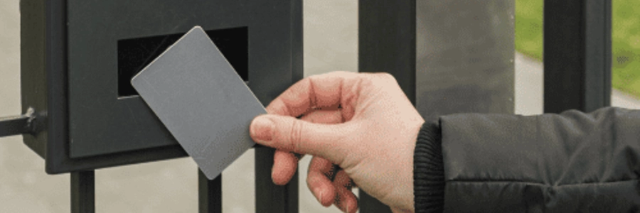 using key card to unlock gate