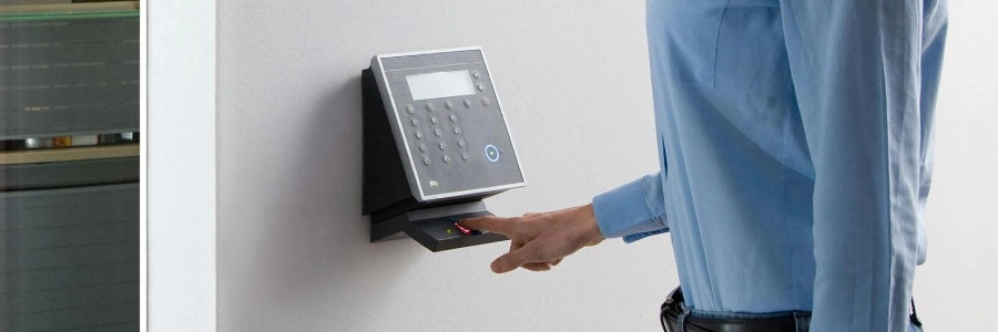 woman using a biometric reader