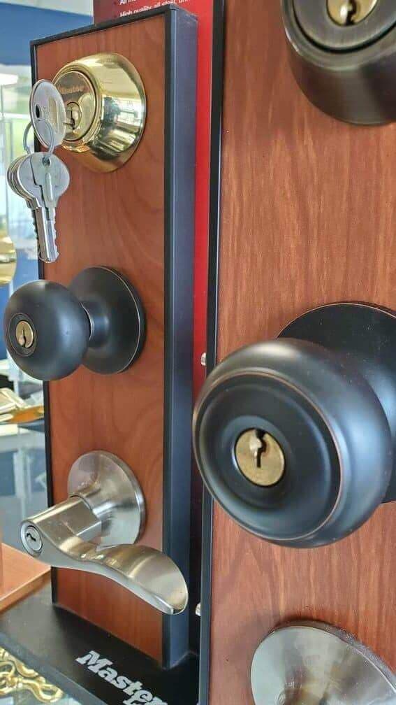 Door knobs and lock hardware for locksmith services at Okey Locksmith retail store